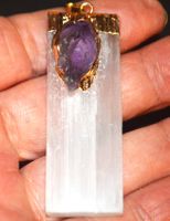 Anhänger L-9236 – Selenit mit Amethyst ca. 50X20mm