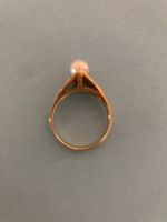 Goldring (750) mit Perle strukturiertes Design gebraucht