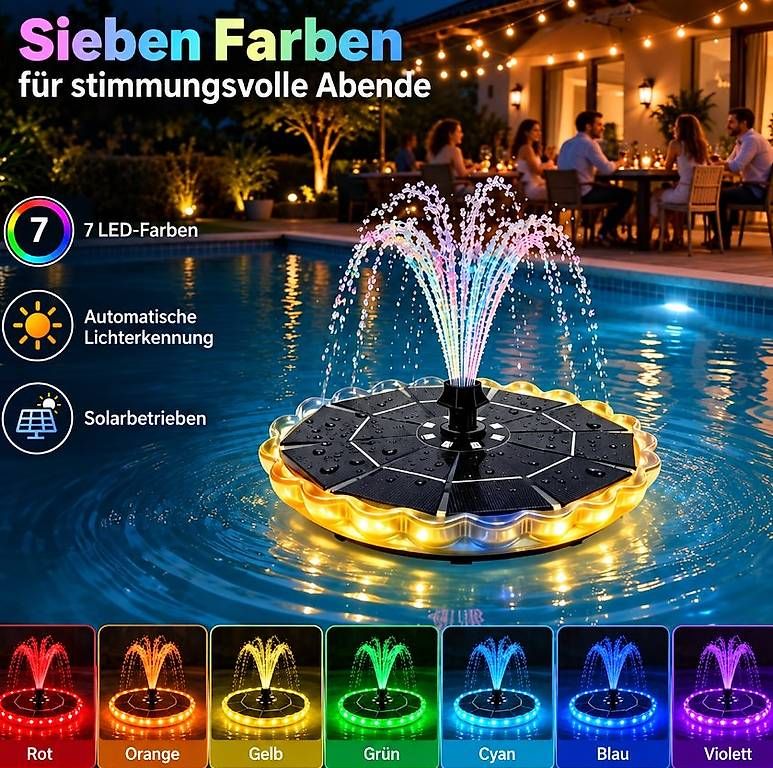 Stagni & Fontane ornamentali: Schwimmende Solarfontäne  – Nuovo e nell'imballaggio originale da Biel-Benken BL venduto da mic_2scj 1