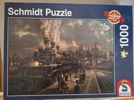 Schmidt Puzzle  " DAMPF - LOKOMOTIVE " im Bahnhof