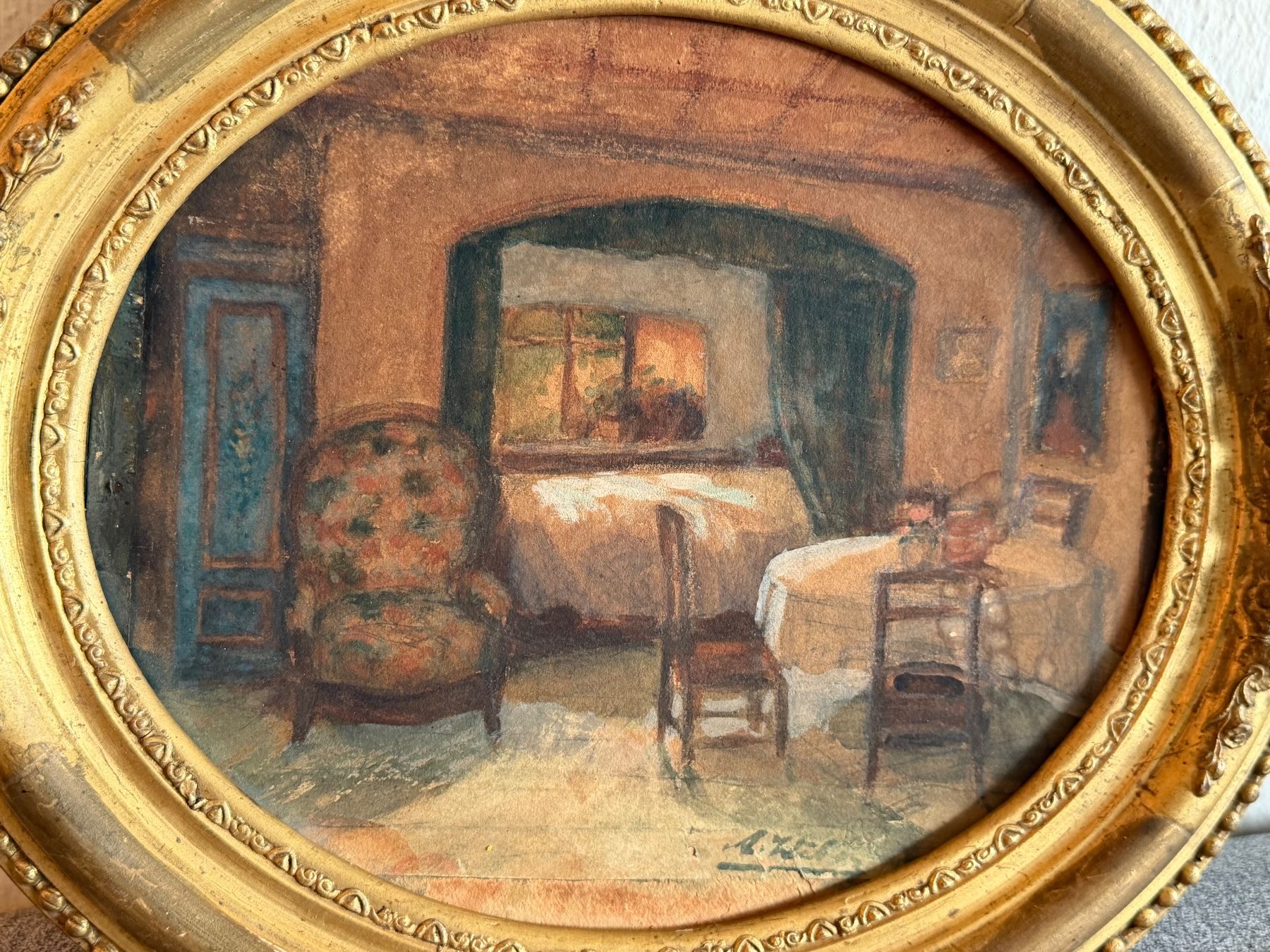 Dipinti: A. Weber - Gemütliche Innenszene - Einzigartig – Usato da Basel venduto da PAUL_ART 2
