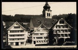 AK Bühler /App., Ortsansicht mit Kirche und Häusern