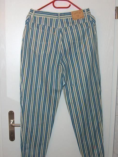 Pantaloni: Neu: Jeans - beige/blau/gelb gestreift - Gr.40 – Nuovo (secondo la descrizione) da Uznach venduto da Laeuffer 1