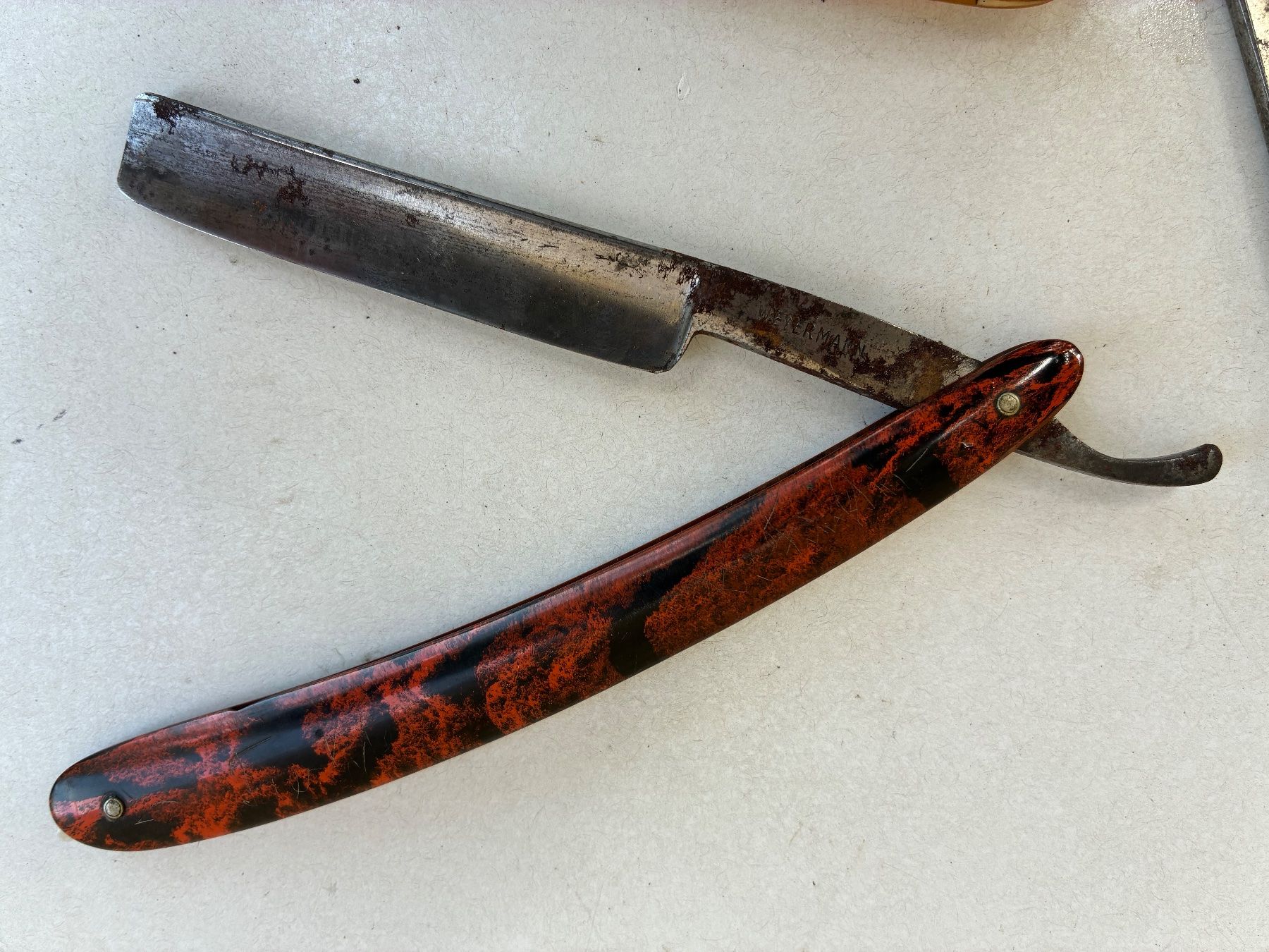 Rasoi & Lamette da barba: 3 alte Rasiermesser, 1 Etui,  um 1920? – Usato da Urtenen-Schönbühl venduto da Kira1291 2