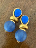 Schöne Vintage Ohrclips blau, gold aus den 80er Jahren