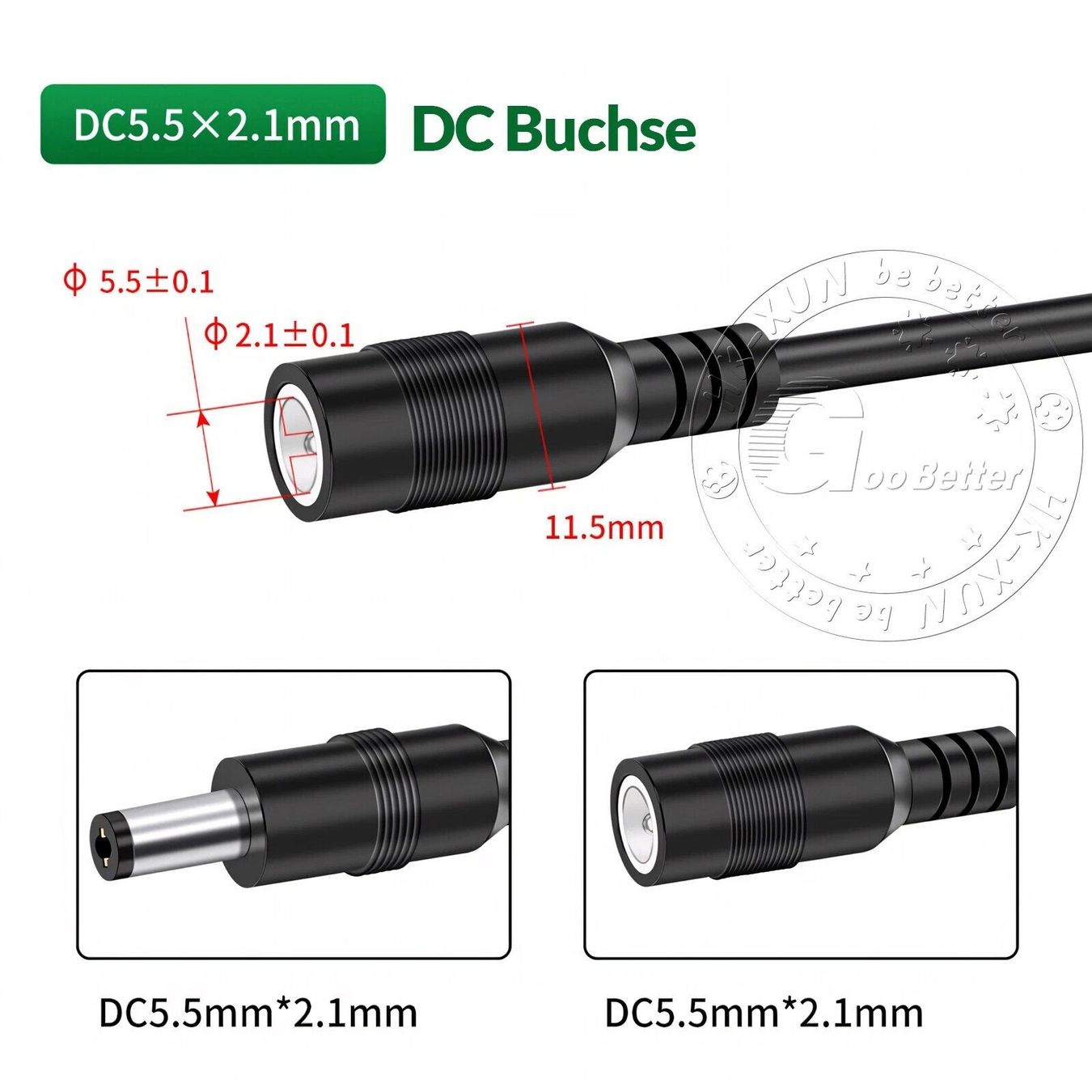 Cavi: Stromversorgung 1meter DC Verlängerungskabel 5.5/2.1mm – Nuovo (secondo la descrizione) da Kirchdorf AG venduto da Lionstein 3