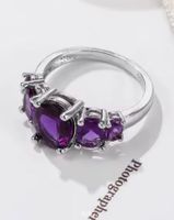 Ring mit lila Steinen, 925 versilbert, Gr. 6