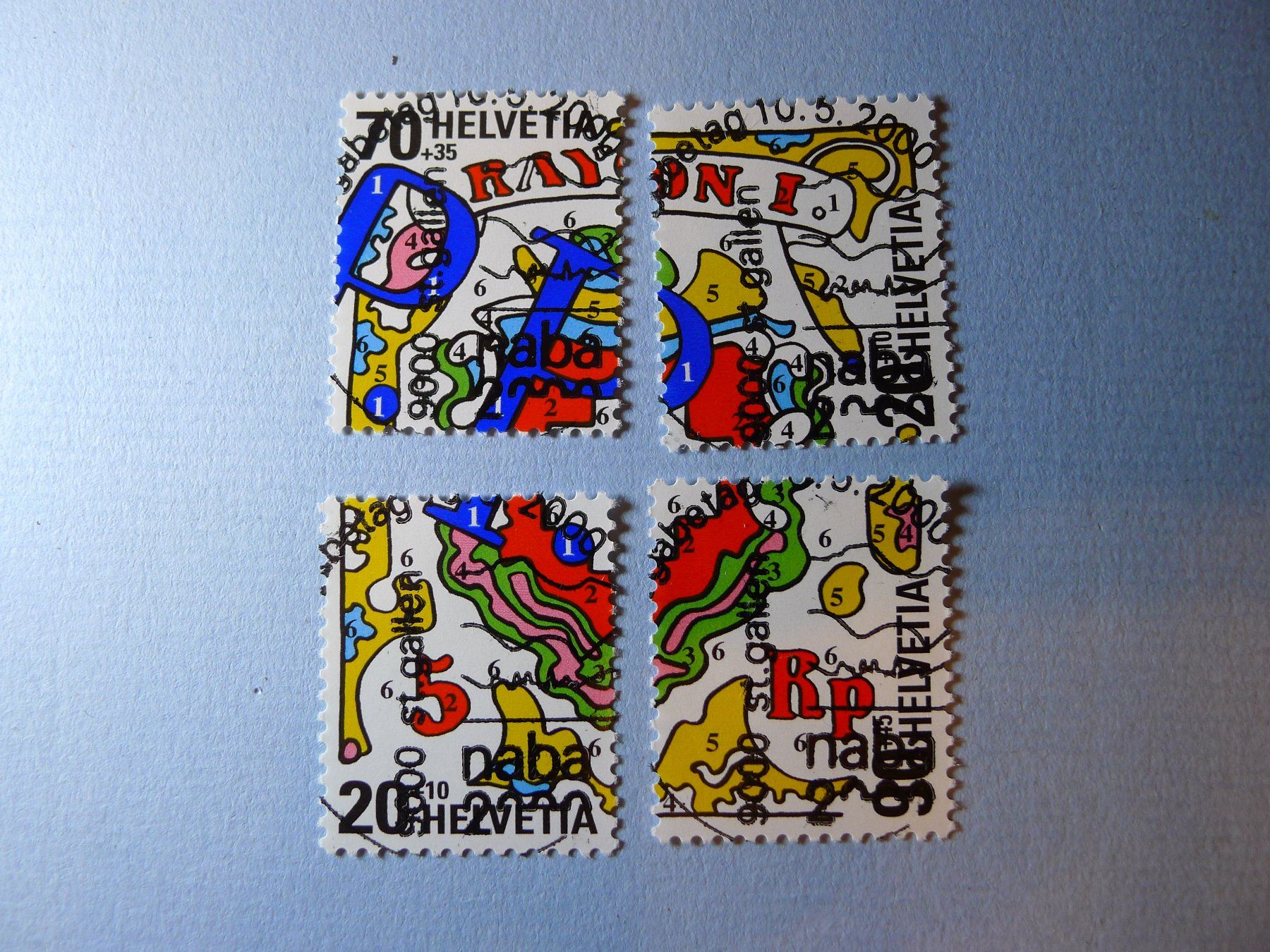 Alle Briefmarken: NABA 2000 II  W85 -W88 ET Vollstempel – Gebraucht aus Dagmersellen von sli72