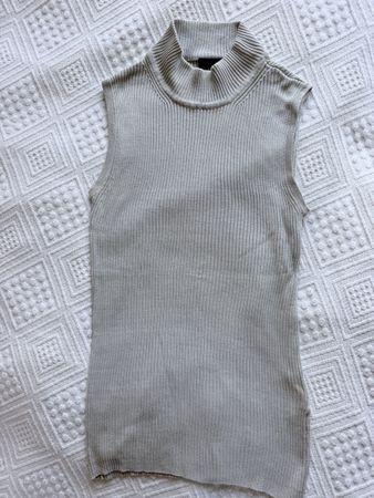 Biaggini 100% Seide Rippstrick Rollkragen ärmelloses Top S