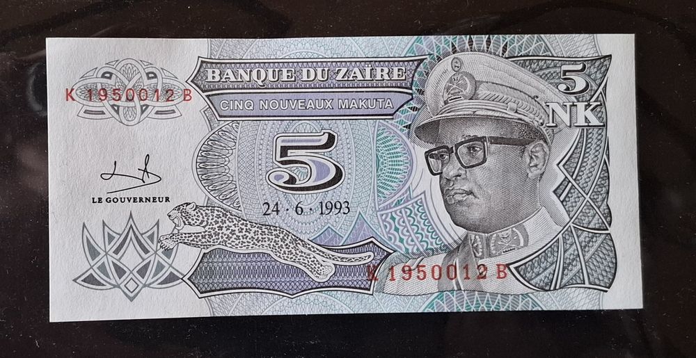 Billet 5 Nouveaux Makuta Zaïre 1993 1