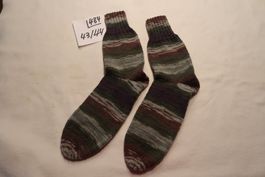 Warme Wintersocken Gr.43/44 gestreift braun grün beige  (484