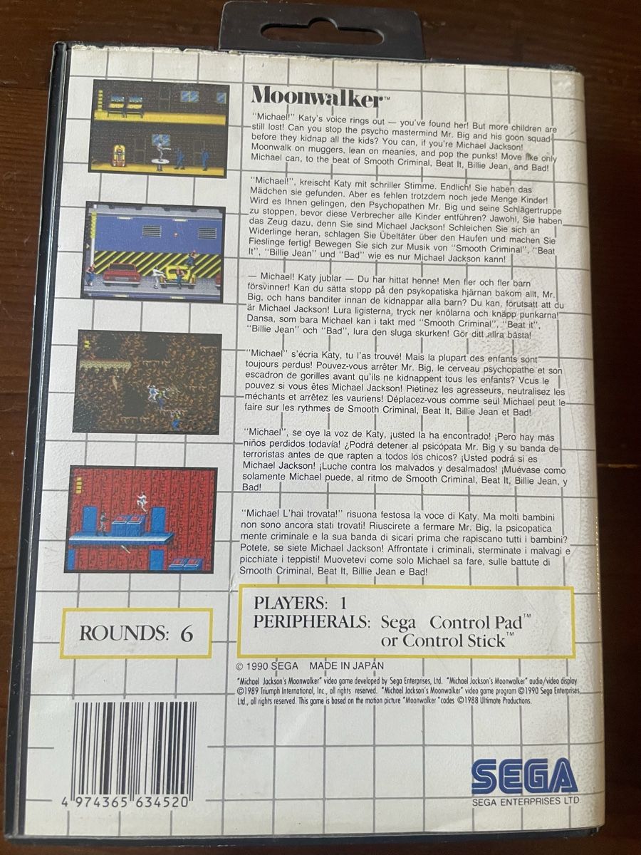 Sega Giochi: Sega Master System Michael Jackson’s Moonwalker CIB 1990 – Usato da Gordola venduto da Vintage-Toys 2