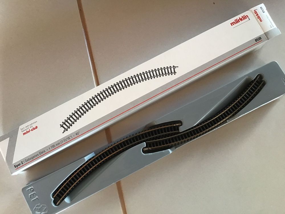 Lot De 5 Rails Courbes Märklin Mini Club R195 30° - Échelle Z 1/220, Bon état