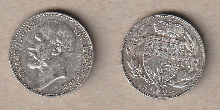 Tutti le monete: Liechtenstein,  1 Franken 1924 – Usato da Allschwil venduto da Coinfreak