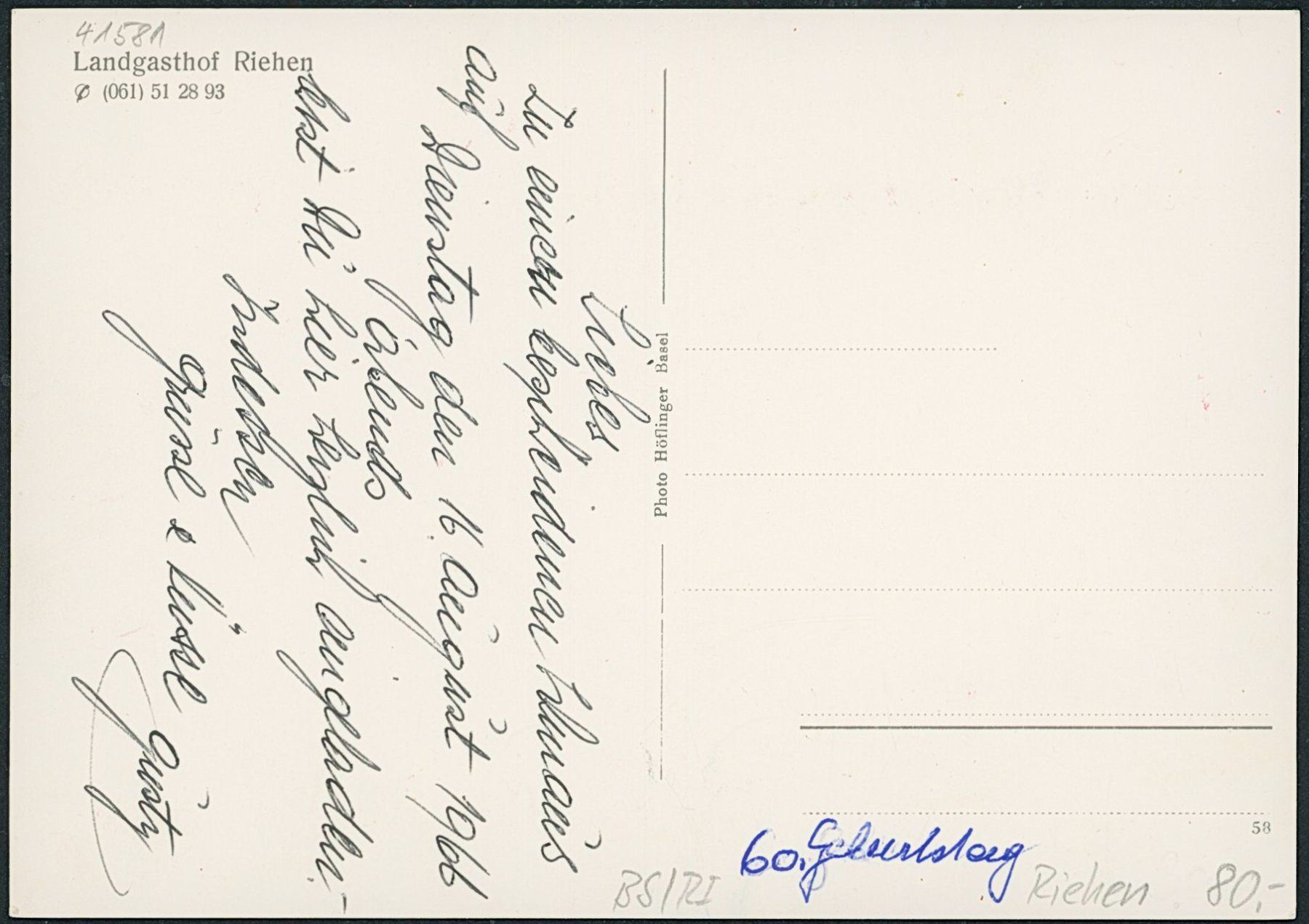 Cartoline postali: BS Riehen – Nuovo (secondo la descrizione) da Schindellegi venduto da masutka7 1