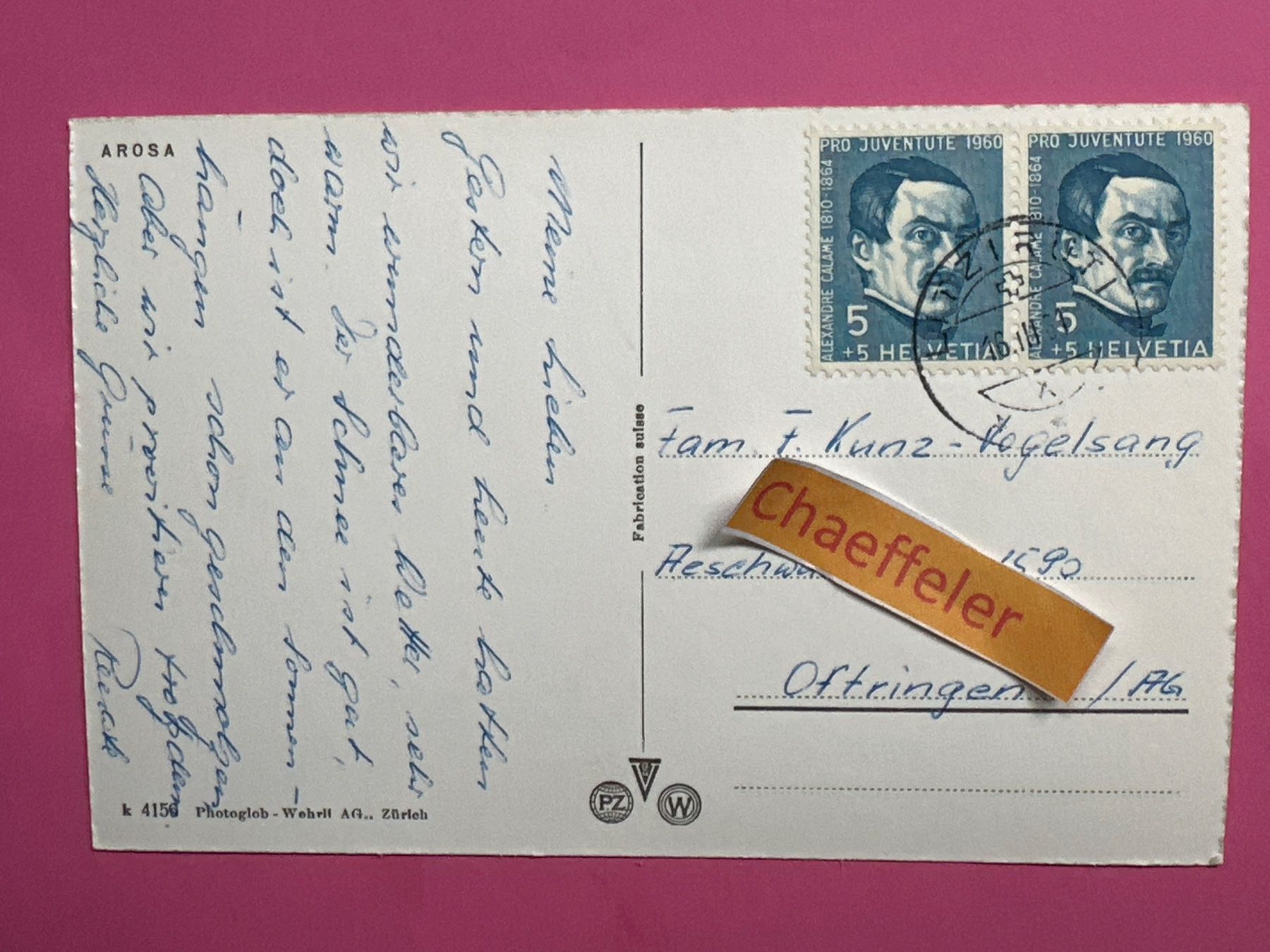 Cartoline postali: 1961 AROSA – Usato da Zürich venduto da Chaeffeler 1