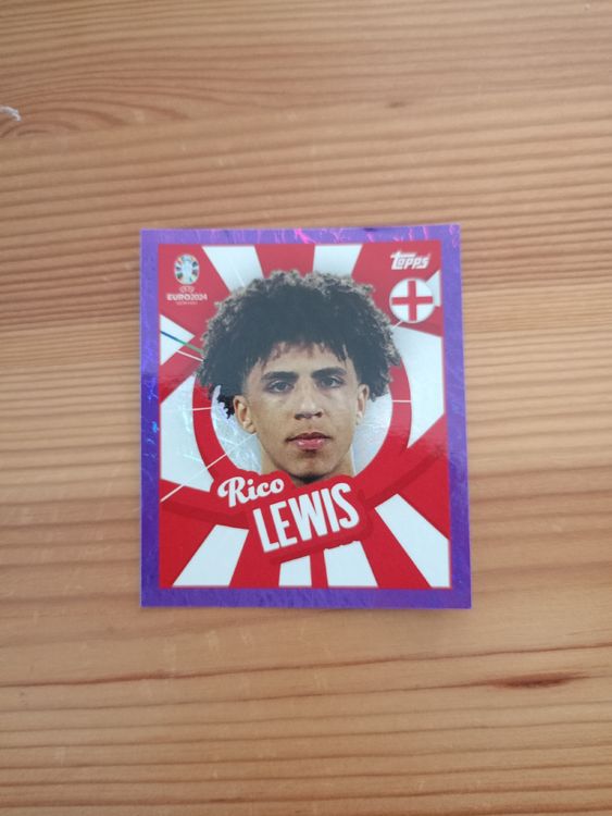 Autocollant Topps Euro 2024 Rico Lewis - Parallèle Bleu RARE - Suisse - PTW