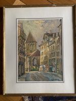 Vintage Framed Harry Urban Watercolor Painting