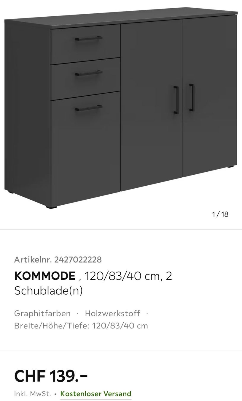 Kommoden: Sideboard Graphit Neu & Originalverpackt – Neu und originalverpackt aus Bellach von Mihai17