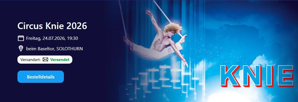 Tickets: Circus Knie 2026 3 Tickets SOLOTHURN – Gebraucht aus Bern von marcogut