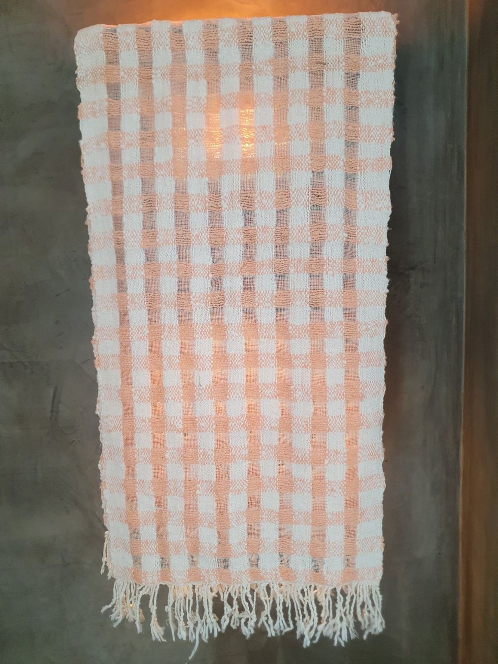Foulards, Tücher & Schals: Damenschal, Baumwolle, Handgewebt, Lachsfarben/Weiss – Neu (gemäss Beschreibung) aus Basel von Anghkorwatt 6