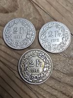 Lot 3 Silbermünzen 2 Franken 1911 1912 1913 Schweiz 835