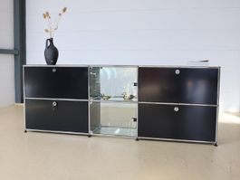 USM Haller Sideboard | Schwarz, Glasfront | Neuwertig