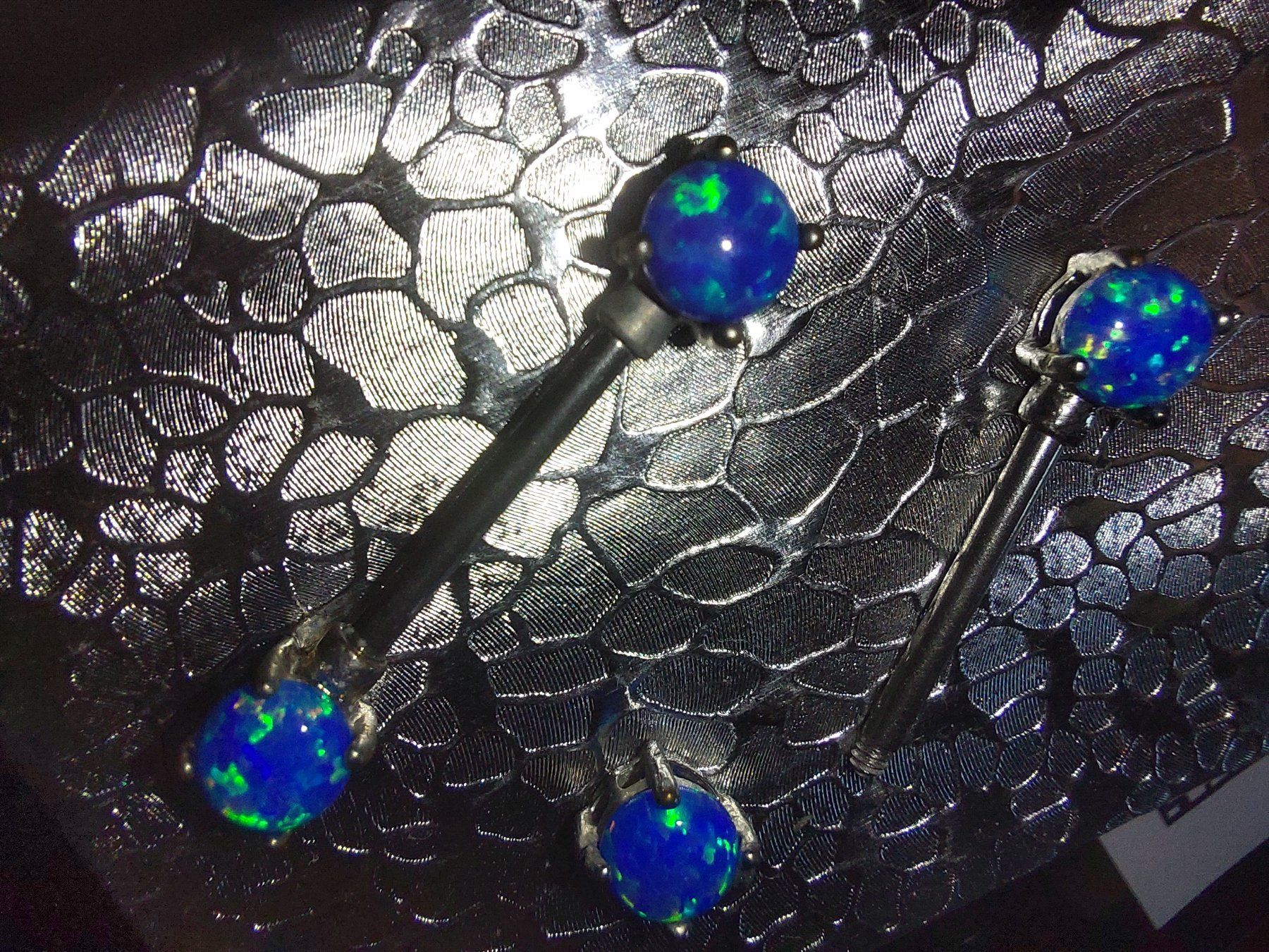 Gioielli per piercing: Opal Nippelpiercing paar (1 defekt) – Nuovo (secondo la descrizione) da Gwatt (Thun) venduto da B.D.999 6