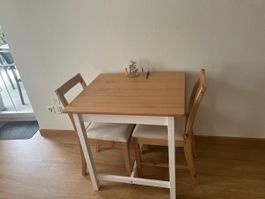 Küchentisch mit Stühlen Holztisch weiss Untergestell 2 Stühl