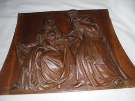 Heilige Familie Holzrelief, Wandbild, antik, top Zustand!