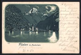 Mondschein-Lithographie Flüelen, Blick 