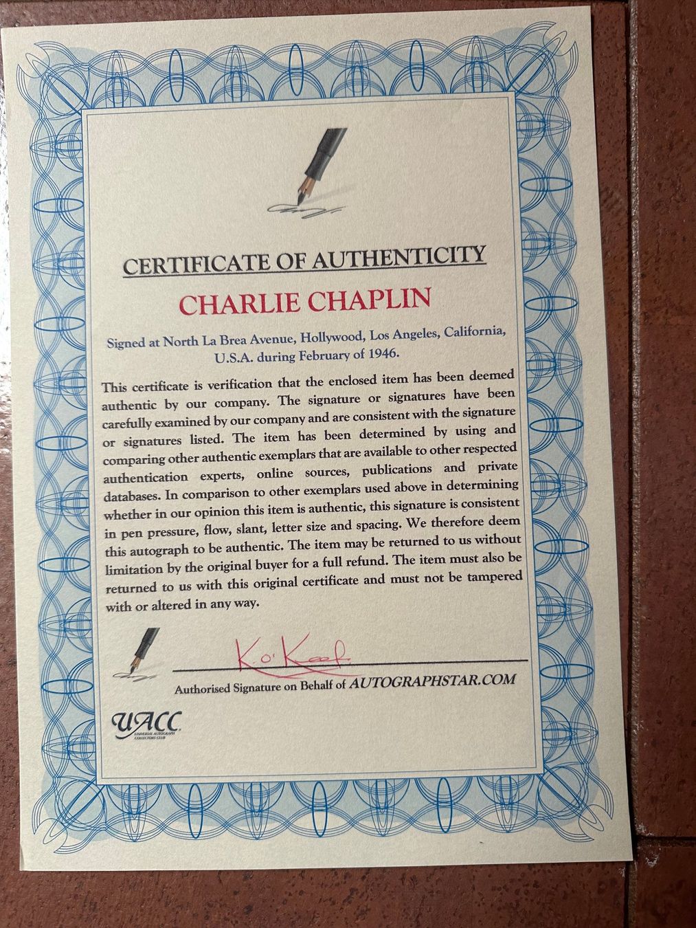 Autografi: Originalautogramm von Charlie Chaplin 1944 mit COA – Usato da rafz venduto da Ttt0071 1