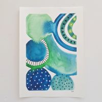 Aquarell Original Abstrakt - 14.5 x 20.5cm