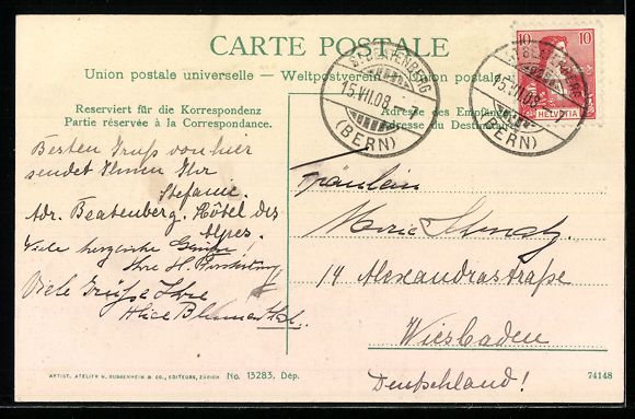 Cartoline postali: St. Beatenberg, Hotel Alpenrose, Eiger,  – Usato da Berlin venduto da bartko-reher 1
