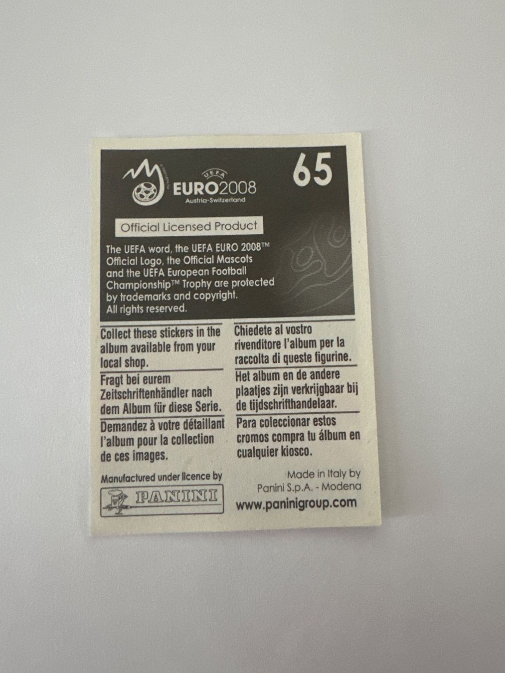 Panini Cartes à collectionner: Panini UEFA EM 2008 Sticker - Nr. 65 – D'occasion à Sulz AG par DealWerk 1