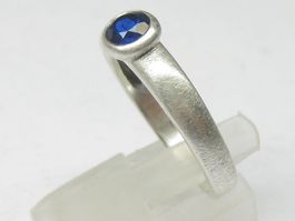 feiner Ring Silber 925 blauer Spinell synthetisch Gr. 60