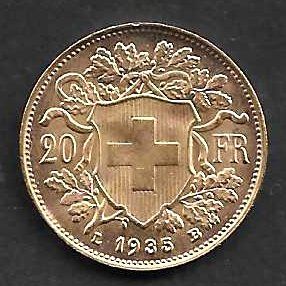 Toutes les monnaies: 20 Franken Goldvreneli, 1935 LB – D'occasion à Bülach par gmstart