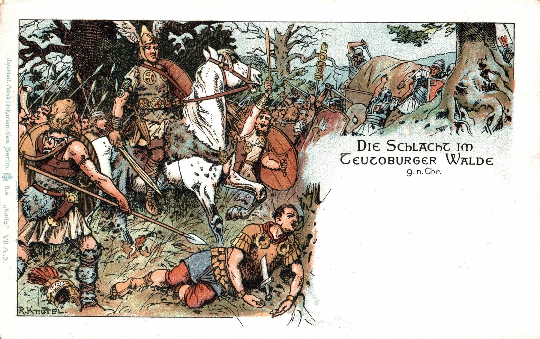 Ansichtskarten: 4 Litho von R. Knötel mit Schlachten – Gebraucht aus Bronschhofen von Astore