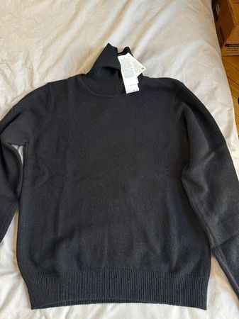 Pull Col Roulé Noir L 100% Laine Premium Uniqlo - Neuf