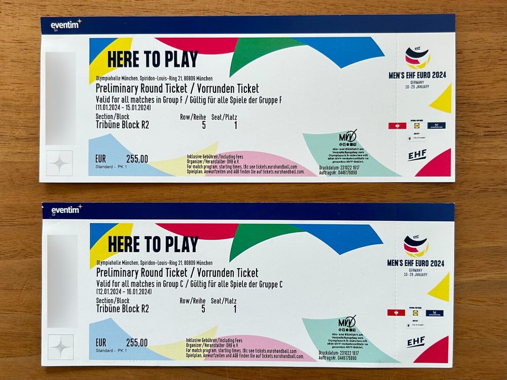 Men’s EHF Euro 2024 Tickets für Vorrundenspiele in München Kaufen auf