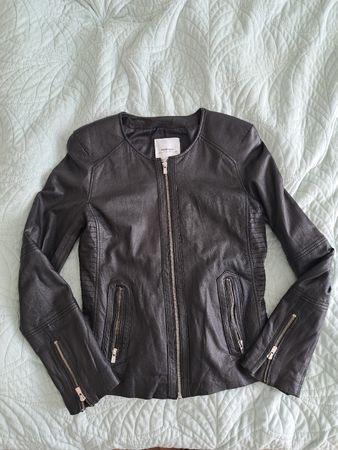 MANGO Echtlederjacke Genuine Leather schwarz , Grösse S