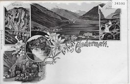 Gruss aus Andermatt - schwarze Litho
