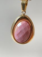 Rhodonite Kette&Anhänger Edelstahl 18k vergoldet