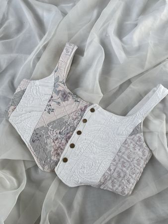 Blumen Patchwork Korsett Top Grösse S/M Vintage Y2K Boho