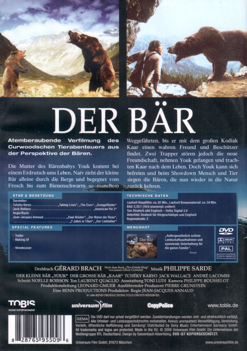 Tous les DVDs: DVD: Der Bär (mit: Tchéky Karyo) – D'occasion à Tägerig par fil_f8k6 1