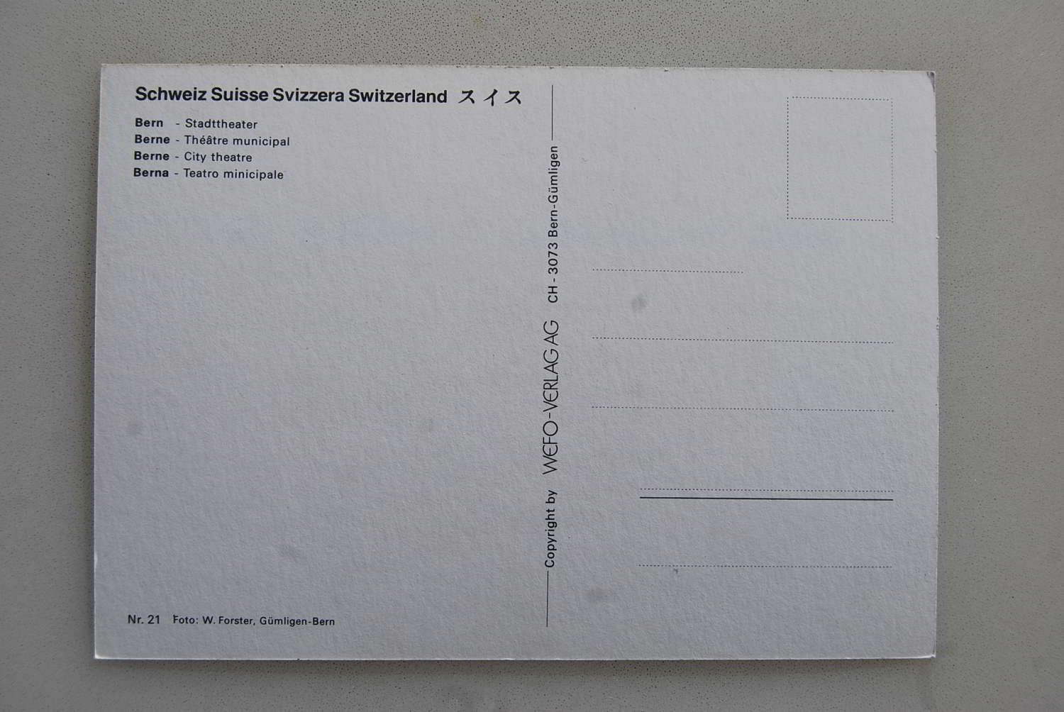Cartoline postali: AK Bern - Stadttheater – Usato da Rüfenacht BE venduto da Toro06 1