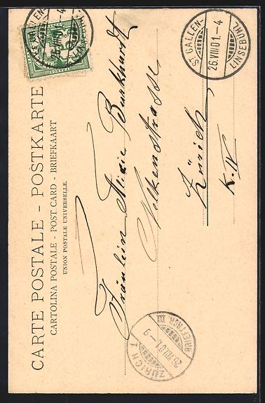 Cartoline postali: AK St. Gallen, Ortspartie mit Kirche – Usato da Berlin venduto da bartko-reher 1