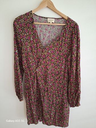 Sézane Robe fleurie, taille 40, madeline bois de rose 