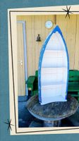 Étagère murale forme bateau bleu blanc décoration marine