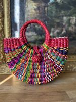 Woven Peruvian Handbag Rainbow Colours 20x20cm - NEW